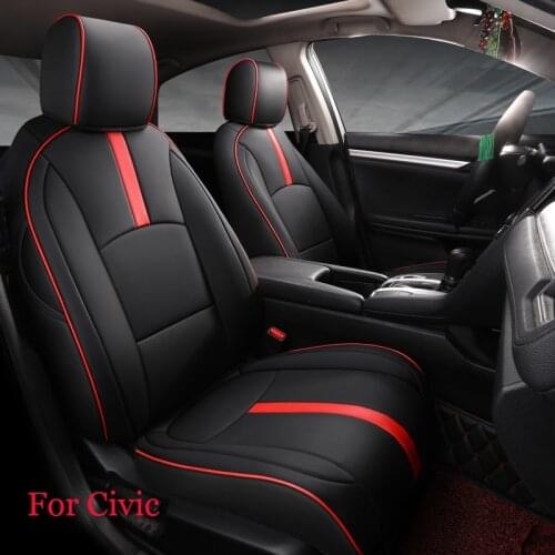 Special Car Custom seat cover For Honda Civic 2016 2017 Perfect protection seat cushion fashion Leather stitching black/red