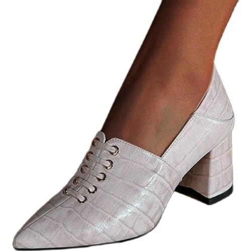 LIHUAMAO Snake skin square heel pointed toe shoes women dress shoes slip on ladies chunky heel shoes casual fashion pumps