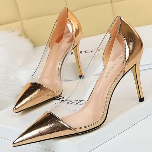 BIGTREE Shoes Clear Heels Woman Pumps Fashoin Women Shoes Metal Transparent High Heels Women Stiletto Sexy Party Shoes Female