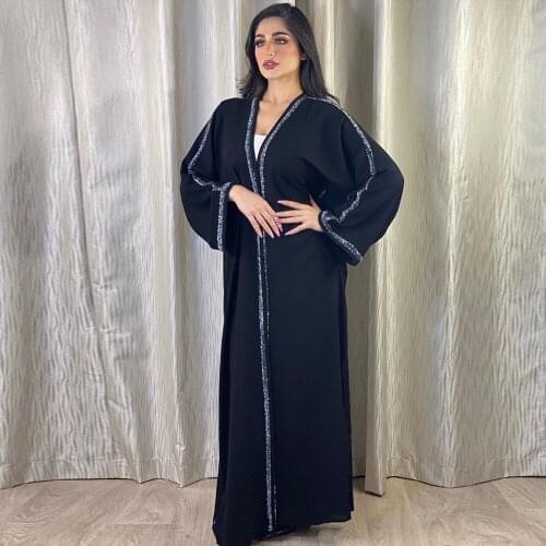 U-CN Eid Abaya Dubai Kimono Cardigan Mujer Kaftan Hijab Muslim Jilbab Caftan Turkish Dresses Abayas For Women Islam Clothing