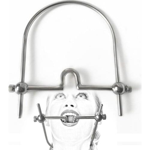 CamaTech Stainless Steel Open Mouth Plug Gag Adjustable U Shape Ring Neck Collar Metal Oral Fixation Tongue Flail S&M Adult Game