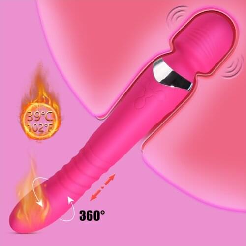 Female AV Vibrators Wand Retractable Heating G Spot Dildo Vibrator Vagina Massager Sex Toys for Women 7 Speeds Adult Masturbator