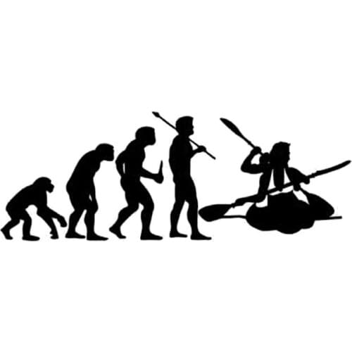 12.4*4.7CM Personalized Custom Car Decals Human Evolution Kayaking Cartoon Motorcycle Vinyl Stickers Black/Silver C7-0389