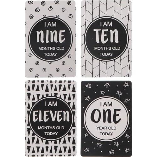 12 Pcs Month Card Baby Monthly Newborn Funny Photography Photo Cards Stickers D0AF