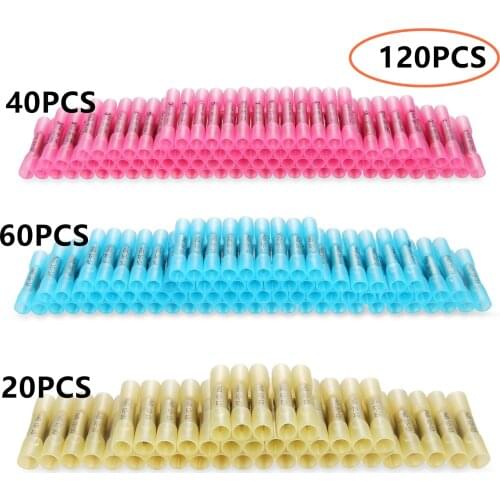 120PCS Waterproof Heat Shrink Butt Connectors Insulated Electrical Wire Splice Cable Crimp Terminals AWG 22-10 Assorted Kit