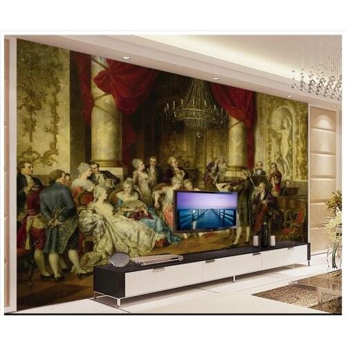 3D wall murals wallpaper custom picture mural European character oil painting aristocratic music event TV background wall decor