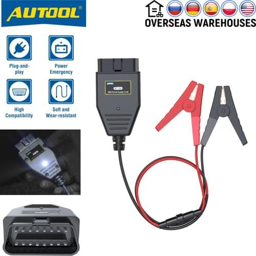AUTOOL BT30 Car OBD2 ECU Connector Battery Cable Saver OBD 2 Emergency Electrical Plug Car Fuel Auto ECU Memory Savers Auto