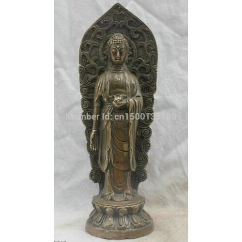 FREE SHIPPING 0081 Chinese Folk Culture Handmade Old Brass Bronze Statue Sakyamuni Buddha Sculpture