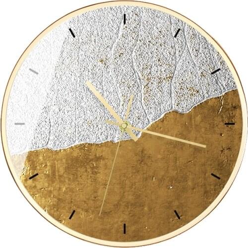 Black Gold Creative Fashion Clocks Wall Home Decor Wall Clock Art Watch Simple Modern Living Room Wall Watch Round 50W060
