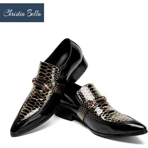 Christia Bella Men Pointed Toe Genuine Leather Slip On British Formal Dress Shoes Vogue Summer Slippers Oxfords Plus Size 38-47