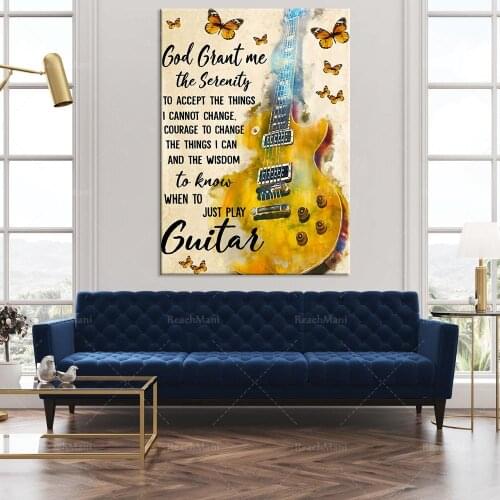 God bestow me a serene guitar vertical poster, a gift for guitarists, a gift for guitar lovers