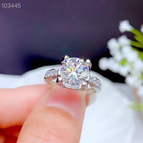 S925 Pure silver classic bull head small man waist Mosan diamond ring D color VVS1 grade clarity 8 heart 8 arrow cutting classic