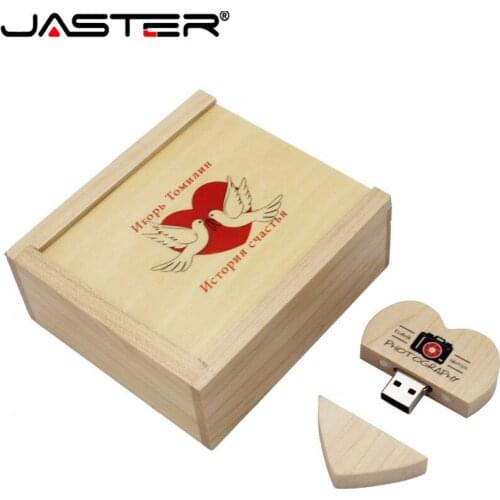 JASTER cute wooden heart USB 2.0 flash drive 4GB8GB16GB32GB 64GB memory stick pen drive wedding gift photography customization