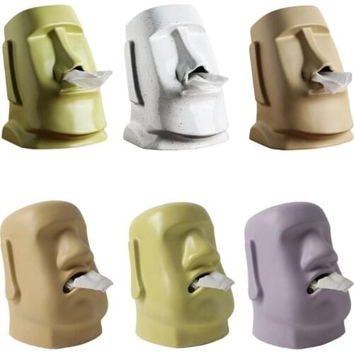Creative Paper Holder Easter Island Moai Tissue Box Stone Statue Figure Moai Napkin Box Innovative 3D Sanitary Paper