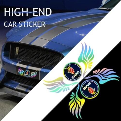 Angel Wings Seven Color Reflective Car Stickers Laser Body Sticker For Saab 93 93X 95 96 94X 92X 99 9X 9000 900 TurboX Phoenix