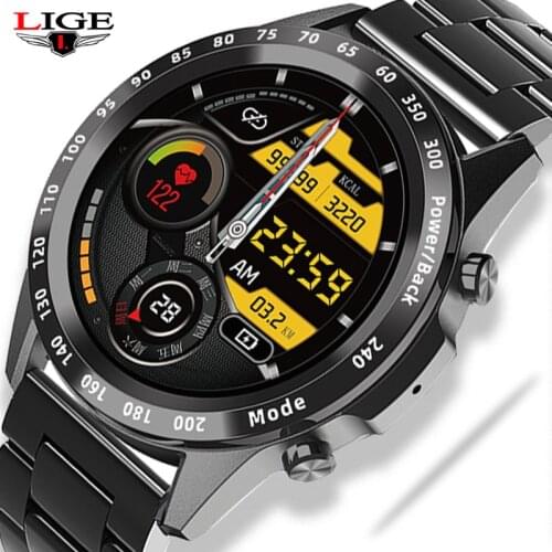 LIGE New Men Smartwatch Heart Rate Blood Pressure IP68 Waterproof Sports Fitness Watch Luxury Call Smart Watch For iOS Android
