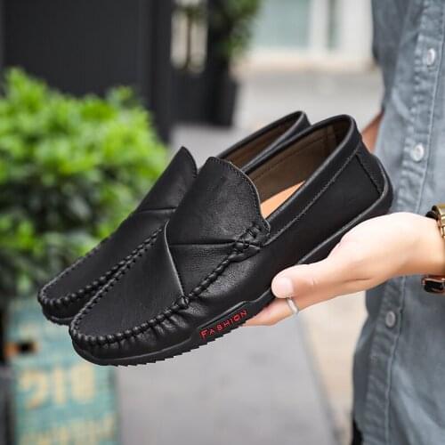 Mens Comfortable PU Leather Loafers Slip-on Casual Shoes Comfortable Driving Shoes Breathable Flat Shoes Moccasins