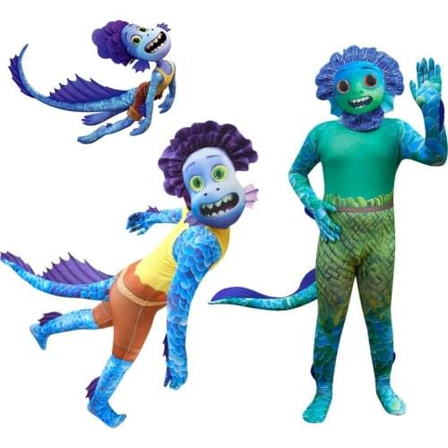 New 2021 Luca Alberto Sea Monster Childrens Tights + Mask Cosplay Set Halloween Christmas Childrens Birthday Gift Costume Set