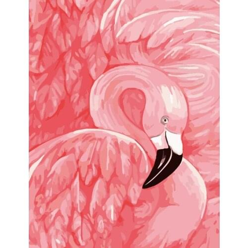 Pink flower flamingo Animal DIY Drawing Painting by Numbers Lage Size Picture on Wall Decoration Children Gift 40x50 50x65cm