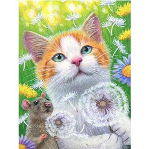 Lovely Cat Animal Pre-Printed 11CT Cross Stitch DIY Embroidery Patterns DMC Threads Needlework Knitting Sewing Hobby Jewelry