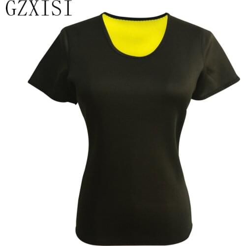 Neoprene Body Shaper Slimming Waist Trainer Corsets Sweat Shapewear Tank Tops Women Black T-Shirt Plus Size XXXL Top Fashion