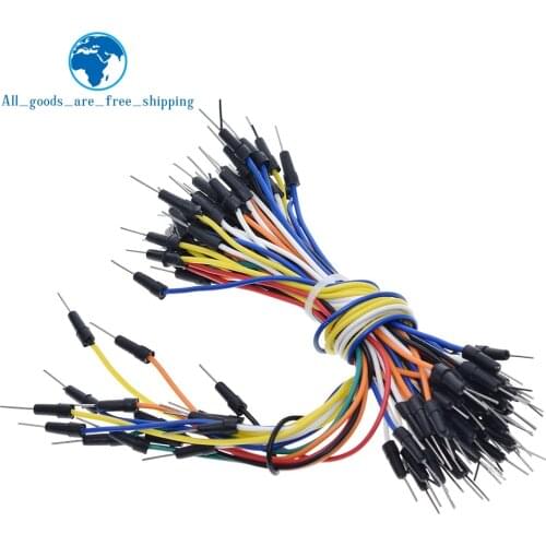 TZT 65pcs/Lot New Solderless Flexible Breadboard Jumper wires Cables Bread plate line