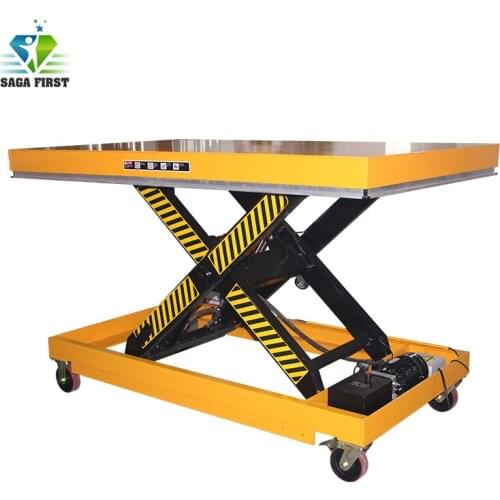 Portable Electric Hydraulic Scissor Lift Table with wheels Convenient Moving