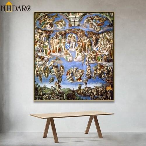 The Last Judgment by Michelangelos Sistine Chapel Posters and Prints Canvas Art Painting Wall Picture Living Room Home Decor