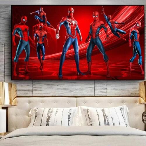 Marvel Movie Posters And Prints The Avengers Superhero Canvas Painting Wall Art Spideman Picture For Kids Bedroom Home Decor