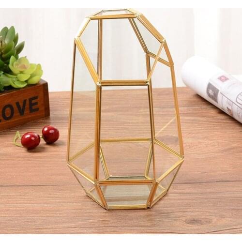 R58E Indoor Tabletop Irregular Glass Geometric Air Plants Terrarium Box Desktop Display Planter Succulent Holder Flower Pot