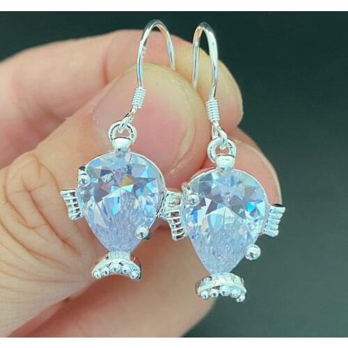 SALE Drop Earrings for Women Fish Design Big Zircon Crystal Elegant Jewelry for Lady Animal Gift Female accessories