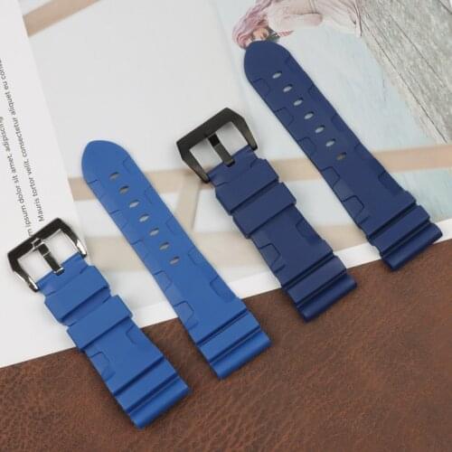 24mm 26mm sky dark blue soft Silicone Rubber watch band Replace For Panerai strap watchband Waterproof watchband free tools