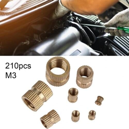210Pcs M3 Knurled Threaded Inserts Complete Uniform Brass Assorted Embedded Nut Kit anti-rust and durable Mobile Phones