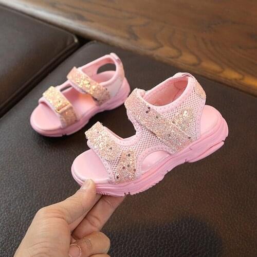 Baby Girl Sandals Black White Pink Sequins Infant Girl Sandals Toddler Summer Walking Shoes Newborn Sneaker Beach Shoes