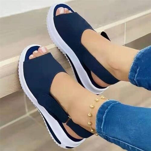 New Women Flat Sandals Summer Beach Shoes Fashion Female Peep Toe Shoes Size 35-43 Thick Bottom Comfortable Casual Sandals