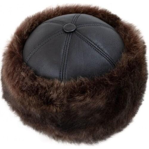 Alpagu Leather Börk Hat Beanie-Wolf Tuscan with Furs Inside