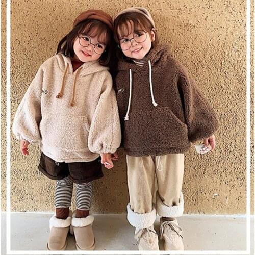 Girls' Hoodies Sweatshirts Kids Underwear 2021 Cute Plus Velvet Thicken Winter Autumn Jacket Cotton Outdoor Childrens Clothing