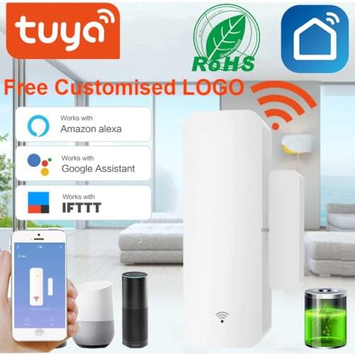 Tuya Smart Door Window Sensor WiFi Door Open/Closed Detectors Security Alarm Compatible with Alexa Google Home App Notification