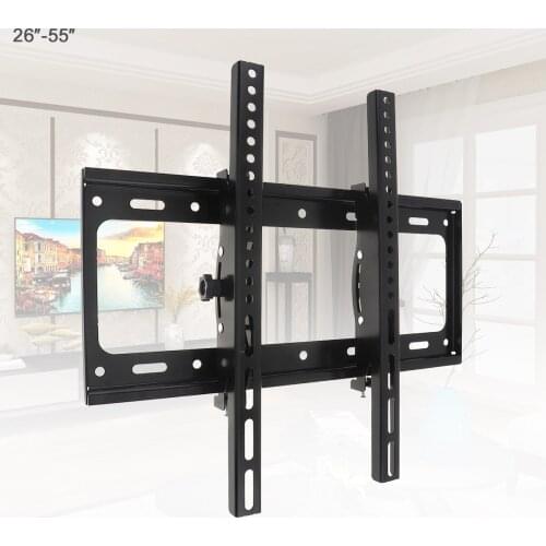 Universal 50KG Adjustable TV Wall Mount Bracket Flat Panel TV Frame Support 15° Tilt with Level for 26-55 Inch LCD LED Monitor