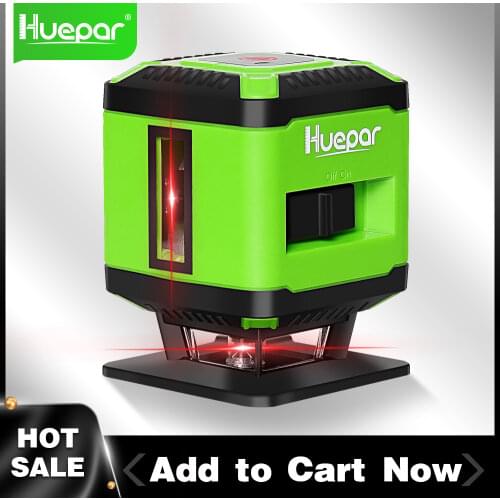 Huepar 360 Degree Cross Line Red Beam Floor Laser Level for Tile Laying Square Leveling with Laser Coverage Horizontal Line Tool