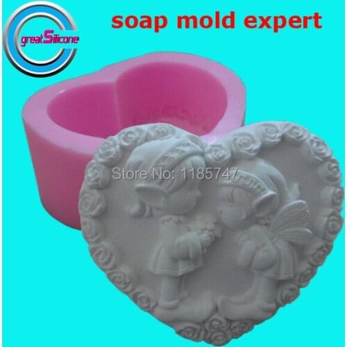 Great-Mold Wedding Soap Mold Decorating Silicone Mold Lovely Couple Mold for Soap Making