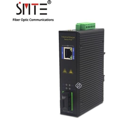Industrial Grade Optical Fiber Switch Single-mode Single-fiber 20KM Gigabit 100/1000M 2*SC, 2 to 8*RJ45 Port Ethernet Converter