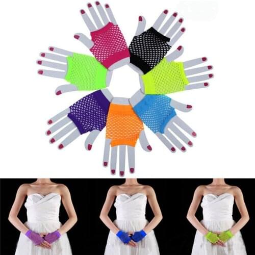 Hot Sale 8 Colors Fishnet Gloves Solid Net Glove Wrist Female Costume Party Nightclub Dance Costume Lace Fingerless Mesh Gloves