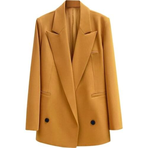 2021 Spring Autumn New Fashion Ladies Casual Suit Jacket Simple Loose Orange Blazer Coat Female Professional Wear Jackets e174