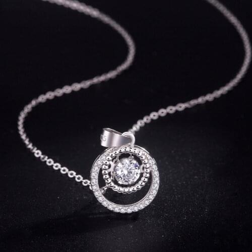 Wholesale100% 925 Sterling Silver Jewelry Choker for women Fashion Exquisite Female Personality Round Pendant Necklace Bohemian