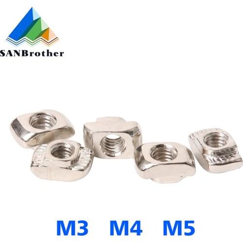 10/20/50/100pcs M3/M4/M5*10*6 for 20 Series Slot T-nut Sliding T Nut Hammer Drop In Nut Fasten Connector 2020 Aluminum Extrusion