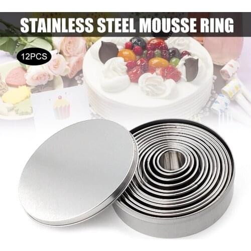 12PCS Round Pastry / Cookie Cutter Set Stainless Steel Stencils Pastry Donut Doughnut Cutter Circle Baking Tool xqmg Cake Tools