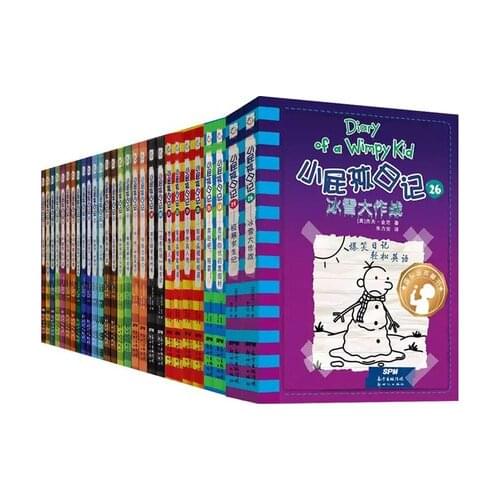 26 Book Set Diary of a Wimpy Kid Jeffkinney Humor Happy Laughter Manga Comic Parent Child Picture Story English and Chinese Book