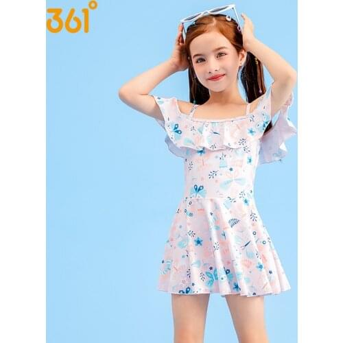 361 Childrens Pink Swimsuit One Piece Girls Summer 2021 Ruffles Swim Dress Cute Braces One Piece Slip Dress Swim Skirt Swimsuit