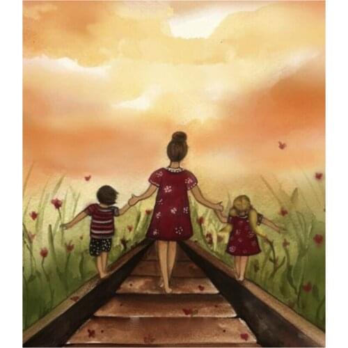 5D Diy Diamond Painting Cross-stitch "Train track" 3D Diamond Painting romantic Round Rhinestones Decor Embroidery FH306